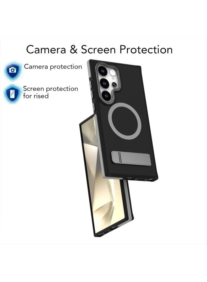 اس-توب جراب لهاتف Samsung Galaxy S25 Ultra 5G، جراب هاتف Magsafe ثنائي اللون بملمس الجلد مع حامل - Image 5