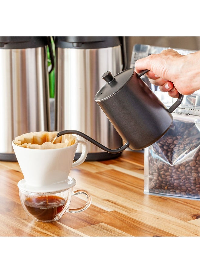 Restaurantware Restpresso 20 Ounce Gooseneck Kettle, 1 Dishwashable Pour Over Kettle - With Thermometer Hole, Non-Stick Coating, Black Stainless Steel Stovetop Kettle, Built-In Handle, - Image 3