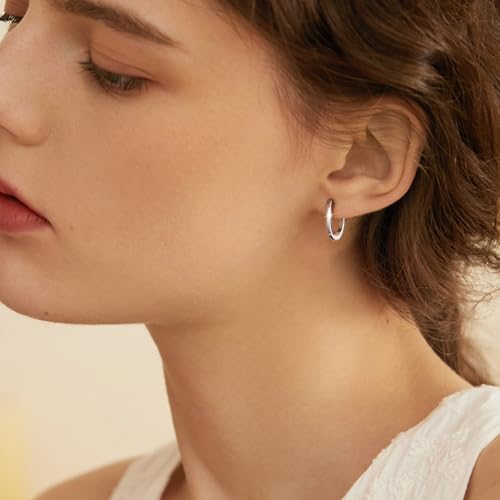 ALEXCRAFT 925 Sterling Silver Earrings Small Chunky Silver Hoop Earrings for Women Trendy Hypoallergenic Small Thick Huggie Hoops Earing Jewelry for Women Gifts - Image 4