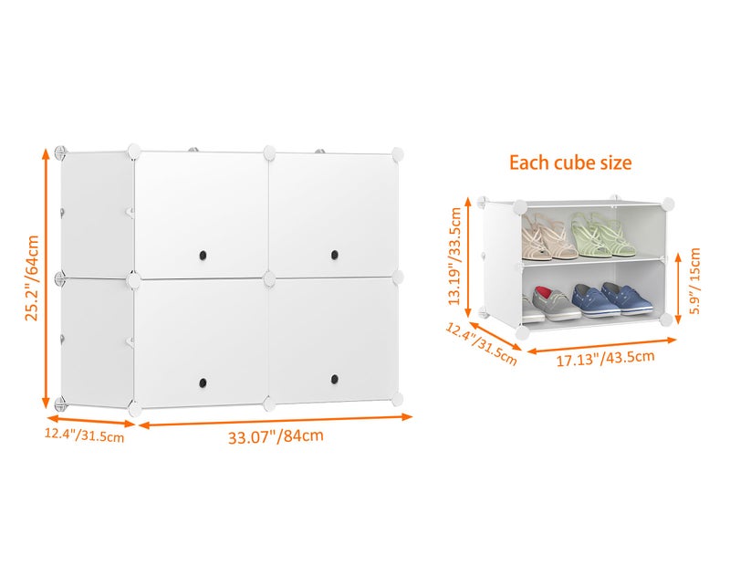 HOMIDEC Shoe Rack, 4 Tier Shoe Storage Cabinet 16 Pair Plastic Shoe Shelves Organizer for Closet Hallway Bedroom Entryway - Image 5