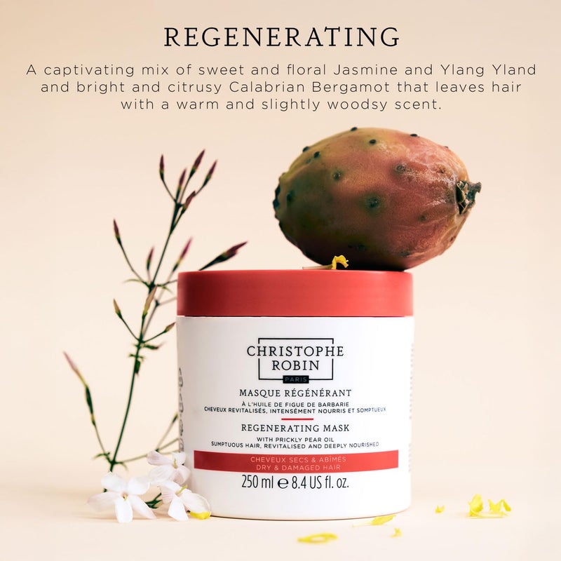 Christophe Robin Regenerating Mask with Prickly Pear Seed Oil for Dry, Damaged and Chemically Treated Hair 75ml, Travel Size - Image 2
