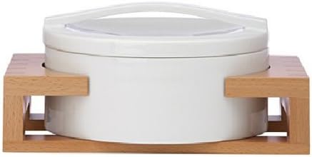 Dansk Framework Covered porcelain serving dish with wood stand
