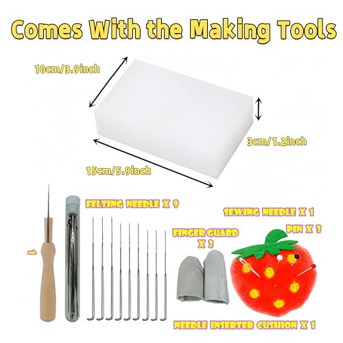 T.F GHG DIY Wool Needle Felting Kit with Basic Needle Felting Tools,Video Tutorial,Easy for Beginners,Felted Cat Kitten Brooch,Animal(Scottish Fold) - Image 3