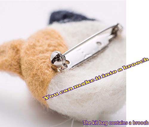 T.F GHG DIY Wool Needle Felting Kit with Basic Needle Felting Tools,Video Tutorial,Easy for Beginners,Felted Cat Kitten Brooch,Animal(Scottish Fold) - Image 5