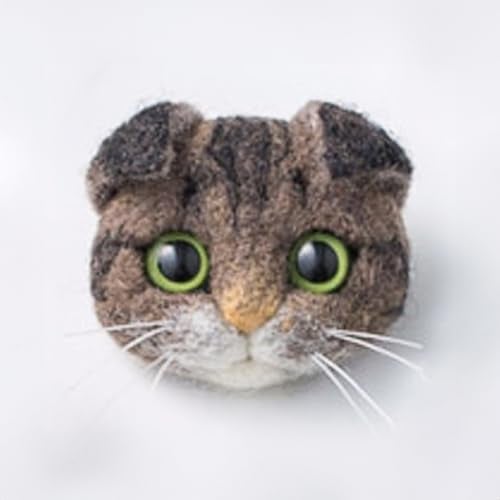 T.F GHG DIY Wool Needle Felting Kit with Basic Needle Felting Tools,Video Tutorial,Easy for Beginners,Felted Cat Kitten Brooch,Animal(Scottish Fold) - Image 1