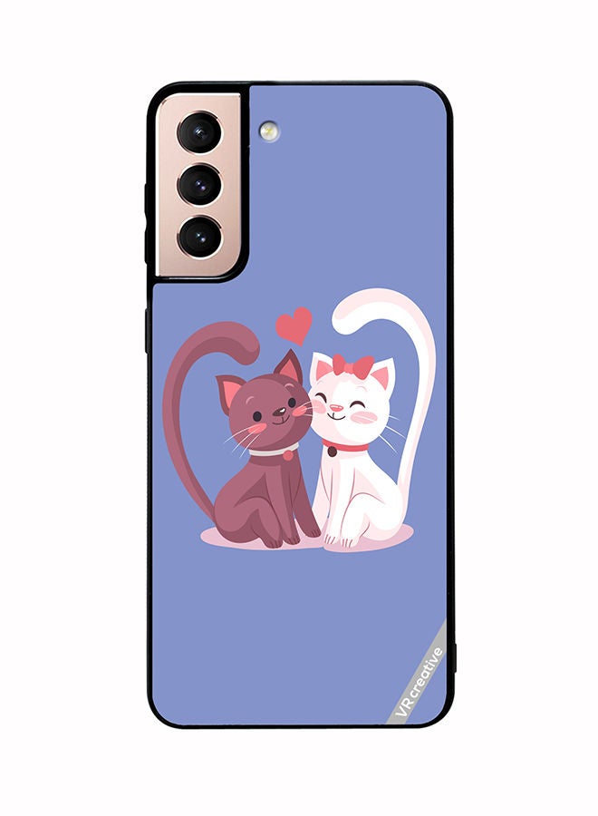 VR CREATIVE Protective Case Cover For Samsung Galaxy S21 5G Love Cat Design Multicolour - Image 1