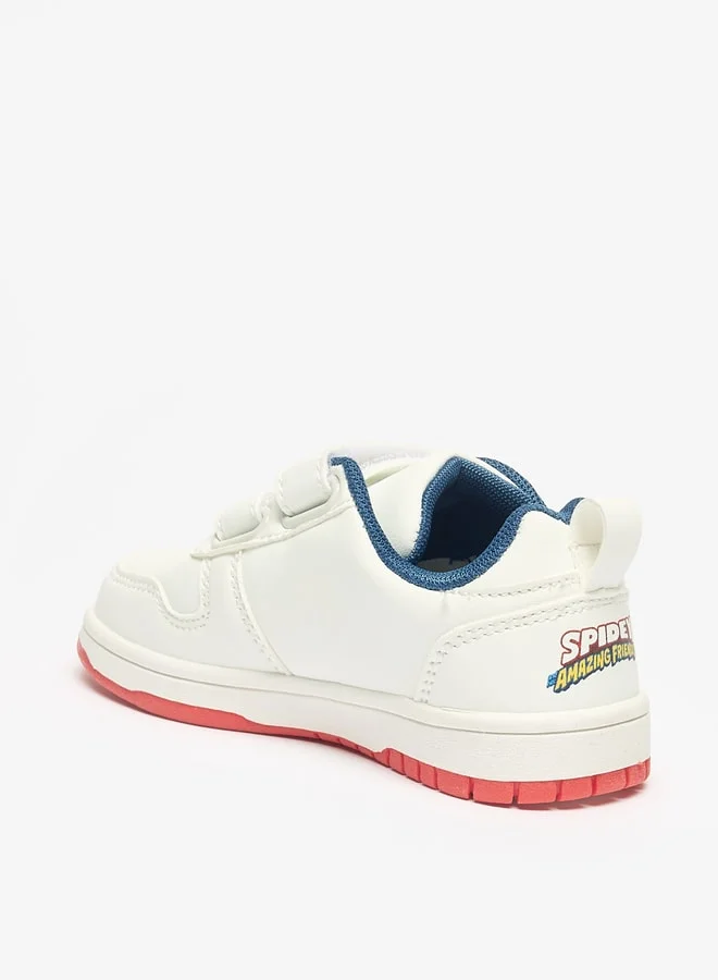 MARVEL Boys Spider-Man Accent Sneakers with Hook and Loop Closure