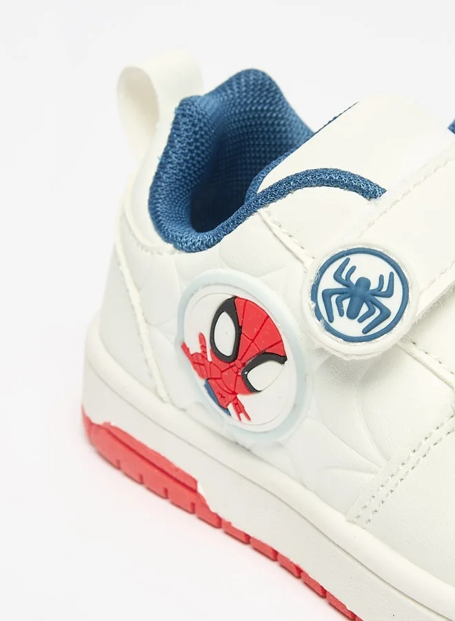 MARVEL Boys Spider-Man Accent Sneakers with Hook and Loop Closure