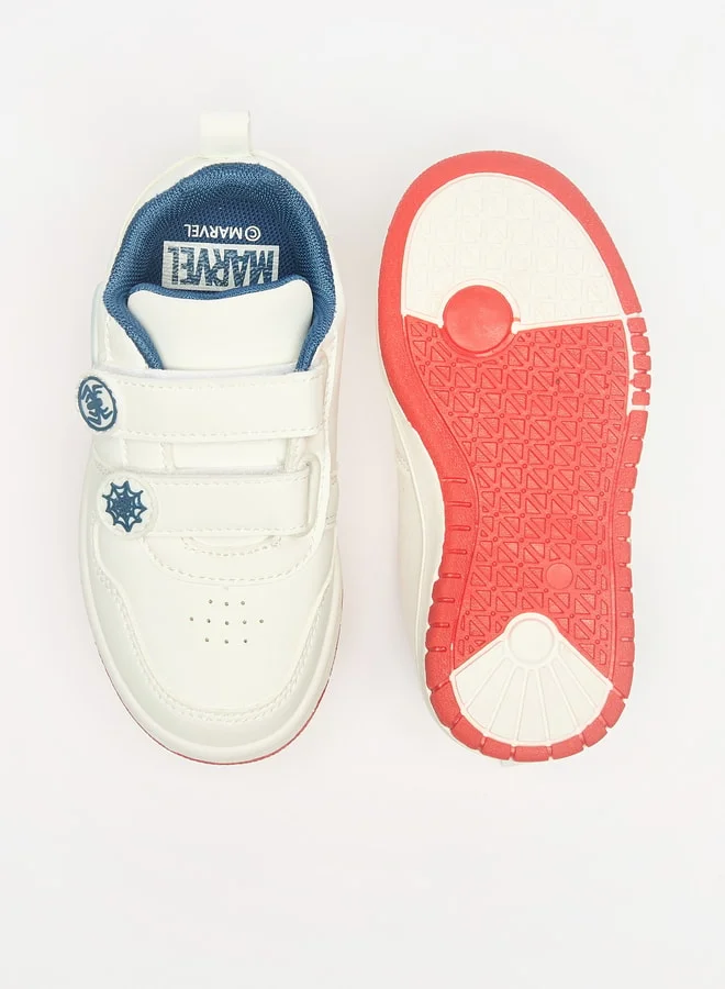 MARVEL Boys Spider-Man Accent Sneakers with Hook and Loop Closure