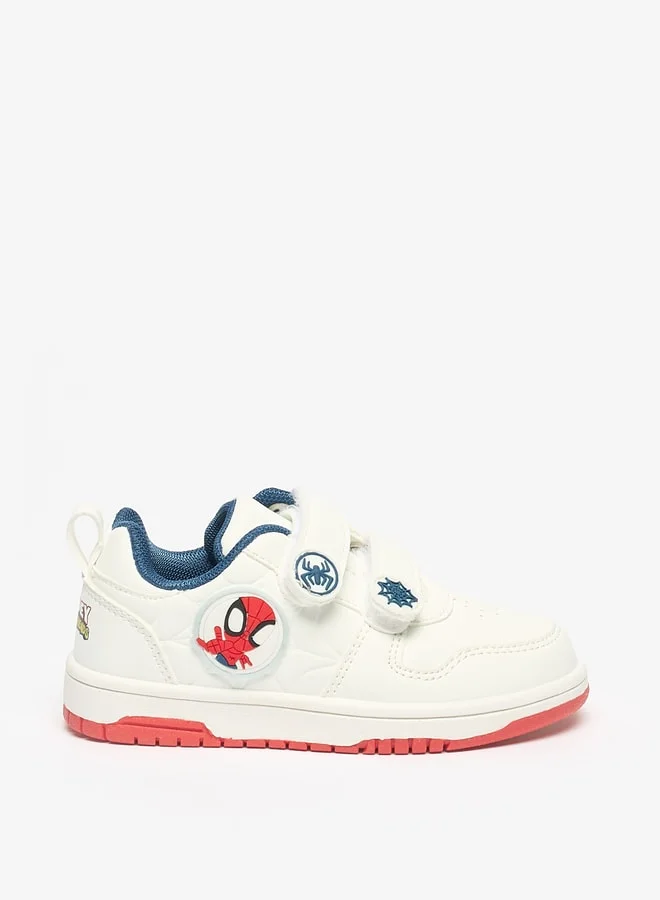 MARVEL Boys Spider-Man Accent Sneakers with Hook and Loop Closure