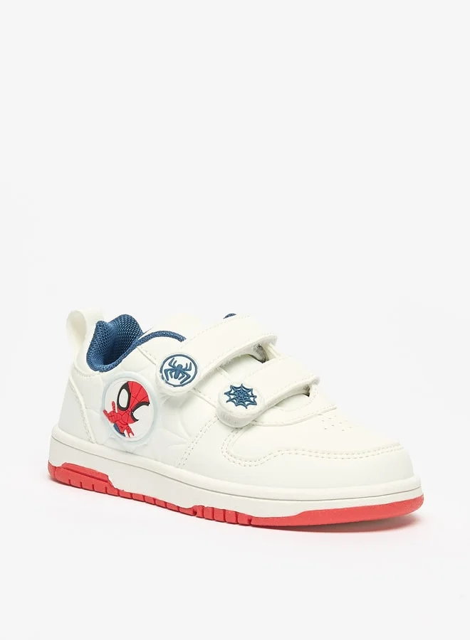 MARVEL Boys Spider-Man Accent Sneakers with Hook and Loop Closure