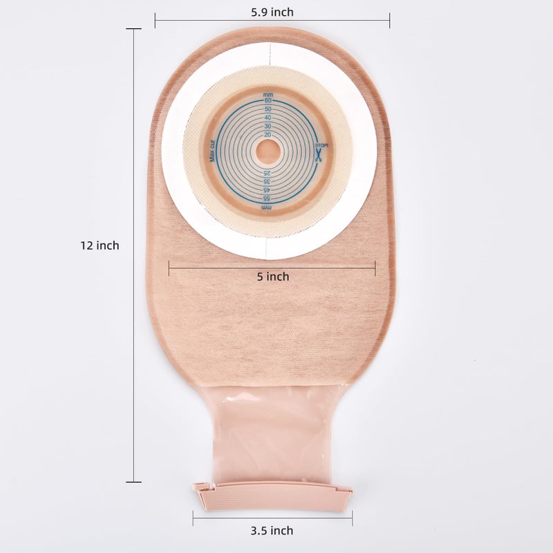 Rainlotus 20 PCS Colostomy Bags Ostomy Supplies- Rainlotus One Piece Ostomy Bag 15mm-60mm Cut-to-Fit Drainable Pouches with Clamp Closure for Ileostomy Stoma Careï¼ˆ8 Clamps Includedï¼‰ - Image 3