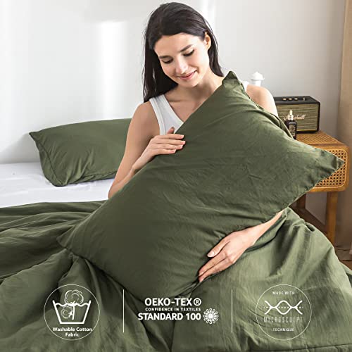 COTTEBED Ultra-Soft King Bedding Comforter Sets Bed, All Season Use Light Weight with Warm Fluffy Washed Cotton Microfiber,1 Bed Blanket Comforter & 2 PillowSham(King/California King Dark Olive Green - Image 4