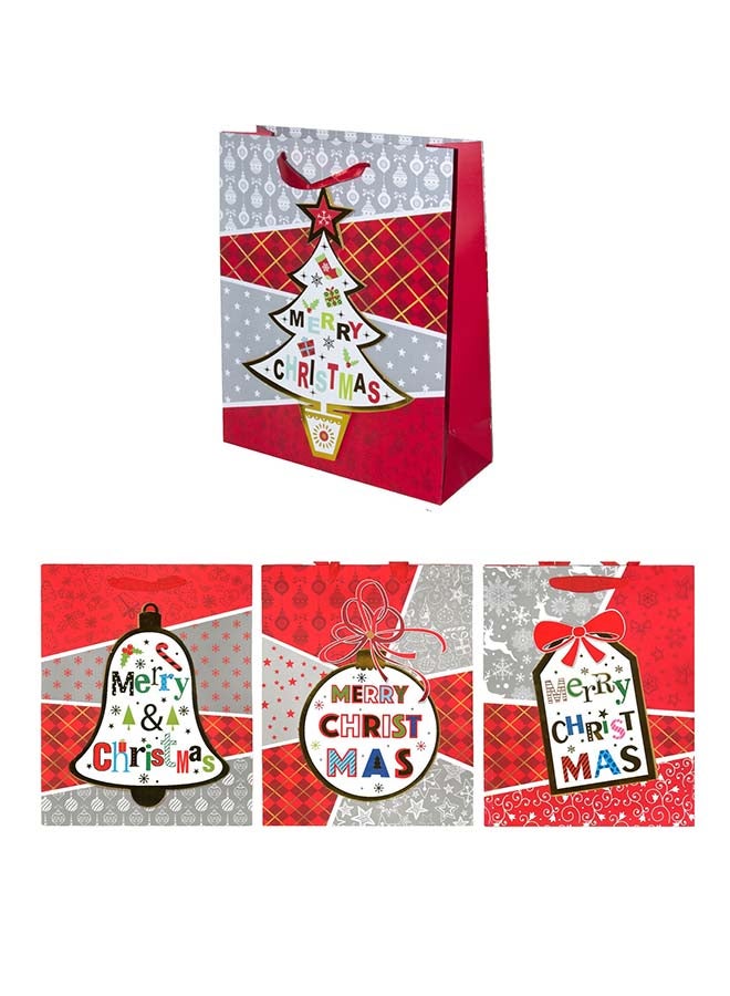 4-Piece Gift Bag For Christmas 19.5X23.5X8Cm Size Assorted Designs - Image 1