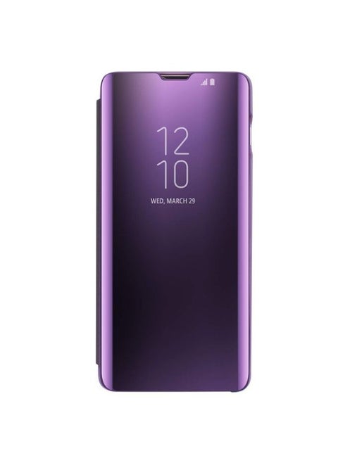 For Samsung Galaxy A12/M12 Clear View Flip Case , Without Sensor , Stand Watching Position , Mirror Full Protection Cover Compatible With Samsung Galaxy A12/M12 (6.5") (Purple)
