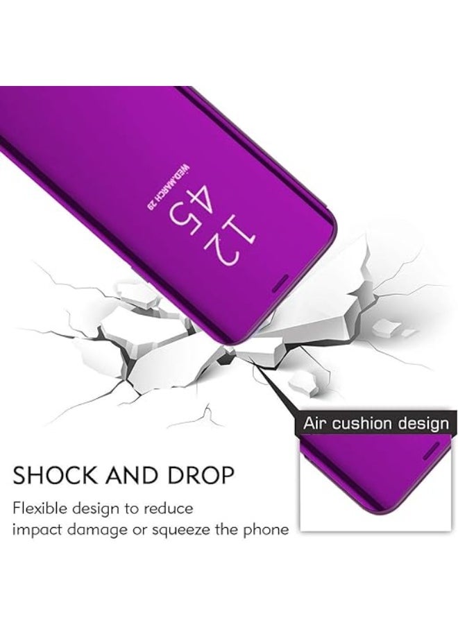 Generic - For Samsung Galaxy A12/M12 Clear View Flip Case , Without Sensor , Stand Watching Position , Mirror Full Protection Cover Compatible With Samsung Galaxy A12/M12 (6.5") (Purple) - Image 1
