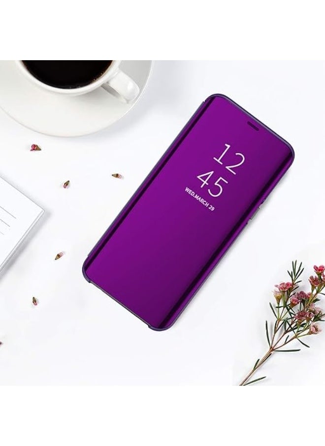 Generic - For Samsung Galaxy A12/M12 Clear View Flip Case , Without Sensor , Stand Watching Position , Mirror Full Protection Cover Compatible With Samsung Galaxy A12/M12 (6.5") (Purple) - Image 1