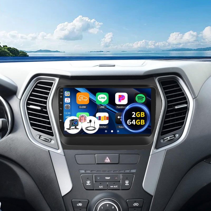 AMprime 264G Android 15 Car Stereo for Hyundai Santa Fe IX45 20132018 with Wireless CarplayAndroid Auto9 Inch Car Radio with Mirror Link Bluetooth FMRDS WiFi GPS Navigation SWCAHD Backup Camera - Image 2