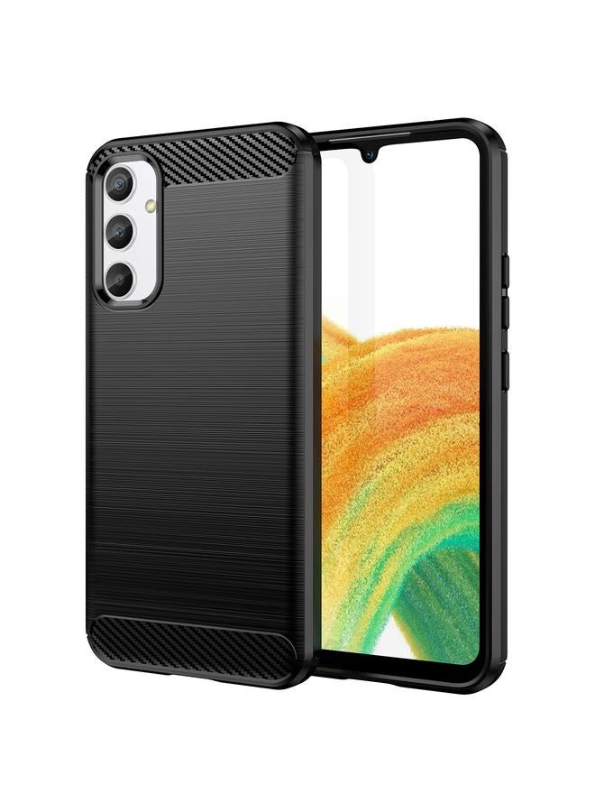 S-TOP Case For Samsung Galaxy A34 5G Brushed Texture Carbon Fiber TPU Phone Case - Image 1