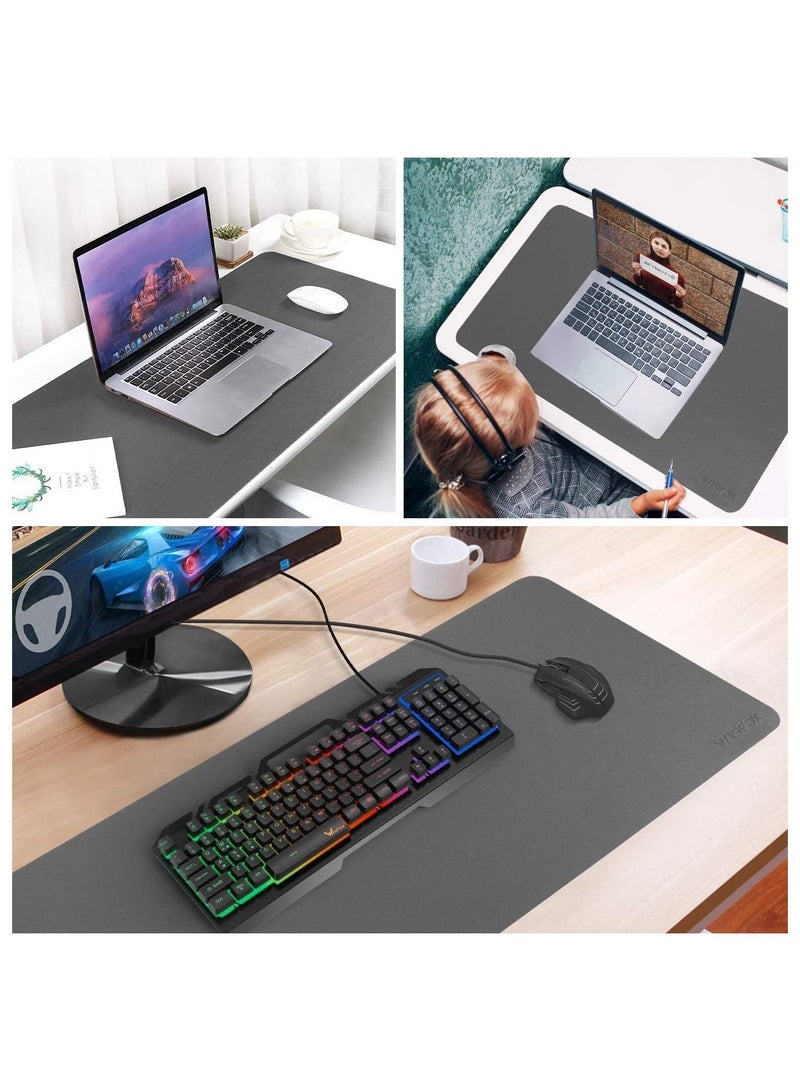 YONK Leather Mouse pad Desk mat, Microfiber Leather Desk pad Large Mouse pad, Waterproof Desk Mat for Desktop Grey - Image 5