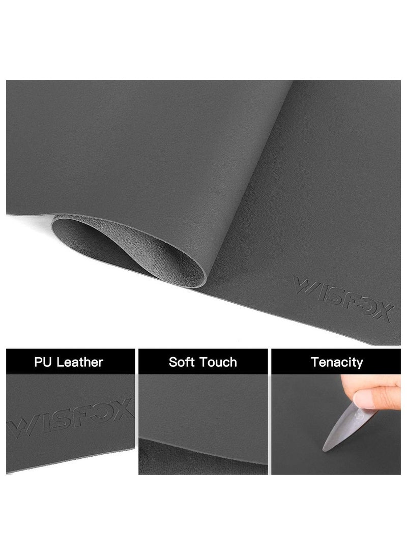YONK Leather Mouse pad Desk mat, Microfiber Leather Desk pad Large Mouse pad, Waterproof Desk Mat for Desktop Grey - Image 2