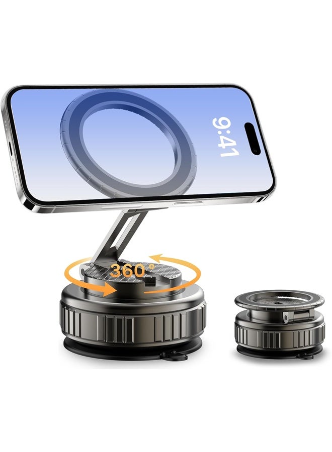 Vacuum Magnetic Phone Holder, Car Phone Holder, 360° Rotating Base, Car Dashboard Suction Cup Holder, Suitable for All Car Models, Phone Models, and Tables - Image 1