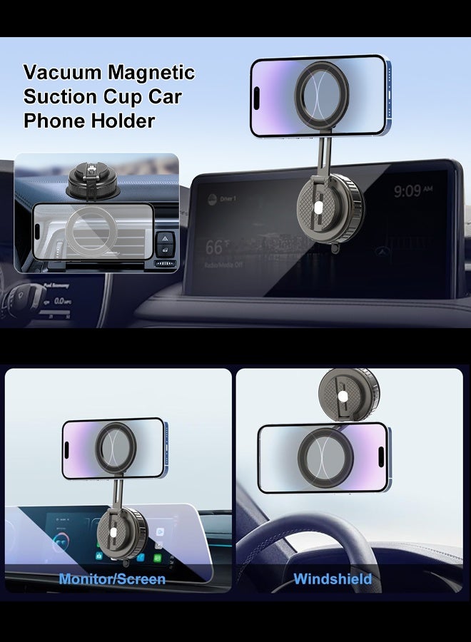 Vacuum Magnetic Phone Holder, Car Phone Holder, 360° Rotating Base, Car Dashboard Suction Cup Holder, Suitable for All Car Models, Phone Models, and Tables - Image 2