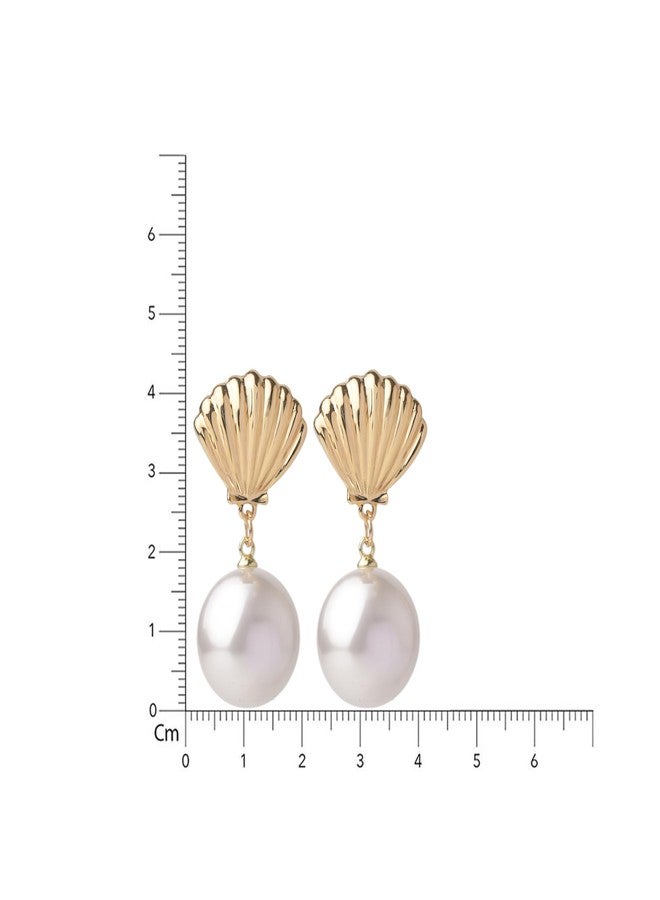 Emilia Gold Shell Earrings with Pearl Drop | Stylish Jewelry for Women and Girls - Image 5