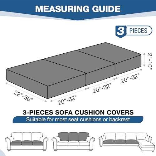 TAOCOCO Couch Cushion Covers 3 Pieces Stretch Couch Covers for 3 Cushion Couch Sofa Seat Covers Soft Washable Furniture Protector3Piece for Sofa Seat or Backrest Dark Grey - Image 3