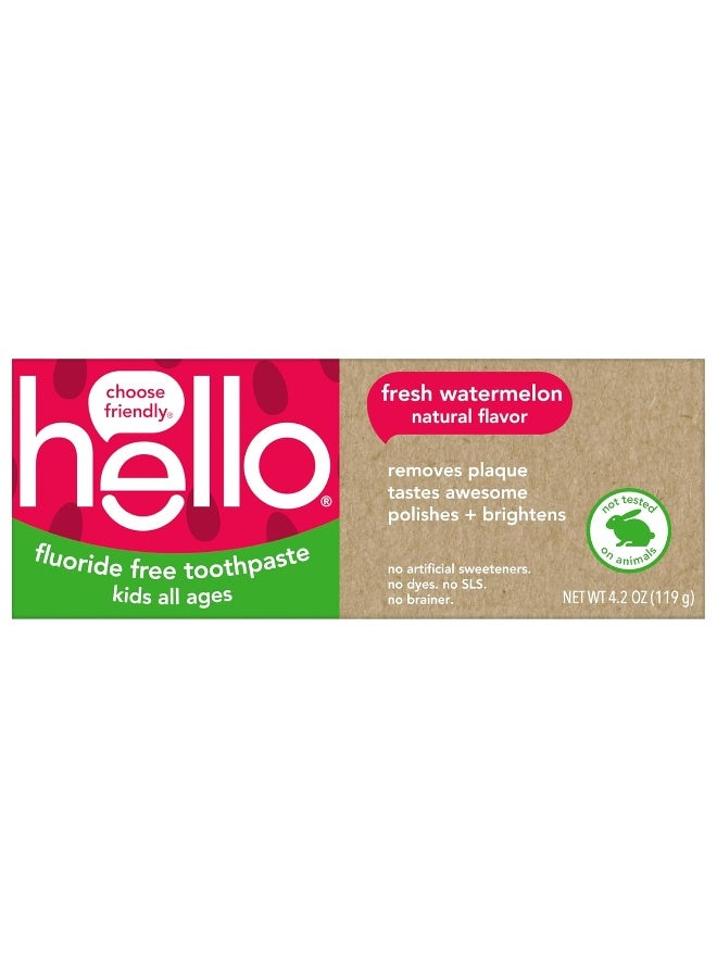 Hello Fresh Watermelon Fluoride Free Kids Toothpaste 42 Oz Tube Pack of 3 - Image 5