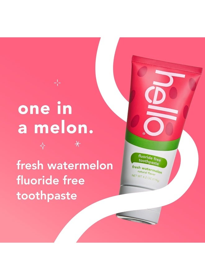 Hello Fresh Watermelon Fluoride Free Kids Toothpaste 42 Oz Tube Pack of 3 - Image 2