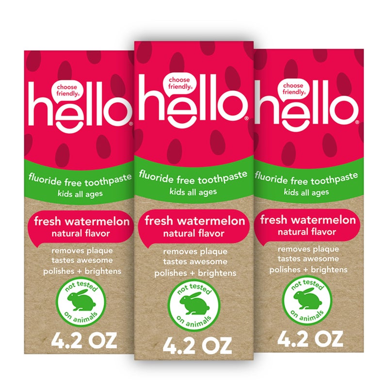 Hello Fresh Watermelon Fluoride Free Kids Toothpaste 42 Oz Tube Pack of 3 - Image 1