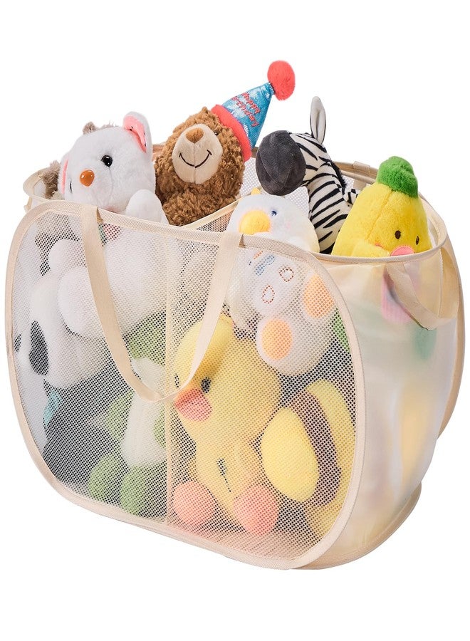 Peyorom Large Toys Storage Basket Organizer Box for Kids, Boys, Girls - Foldable Toy Storage Bins with Dividers & 2 Sturdy Handles for Living Room, Bedroom, Playroom, Kidsroom (Beige, 2 Compartments) - Image 1