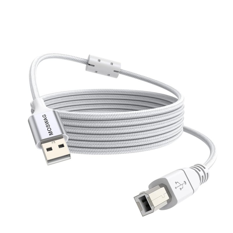 موسواج كابل طابعة USB بطول 10 قدم/3 أمتار، كابل ماسح ضوئي، كابل طابعة USB من النوع A إلى النوع B، كابل ماسح ضوئي USB 2.0 متين وعالي السرعة متوافق مع HP، Canon، Dell، Epson، Lexmark، Xerox، Brother، Samsung والمزيد. - Image 1