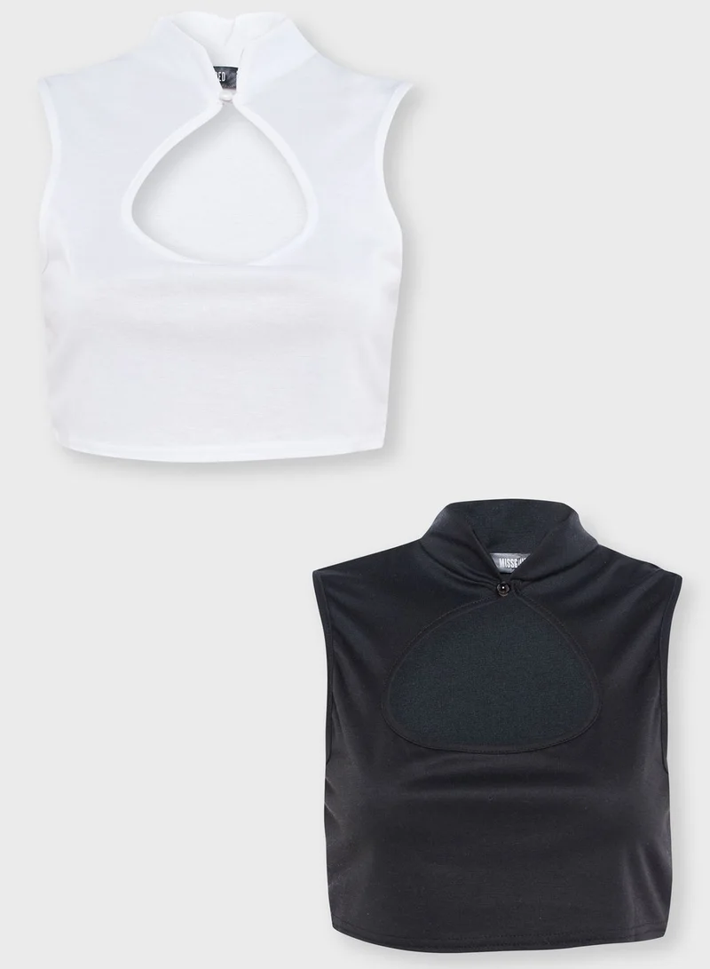Missguided 2 Pack High Neck Crop Top