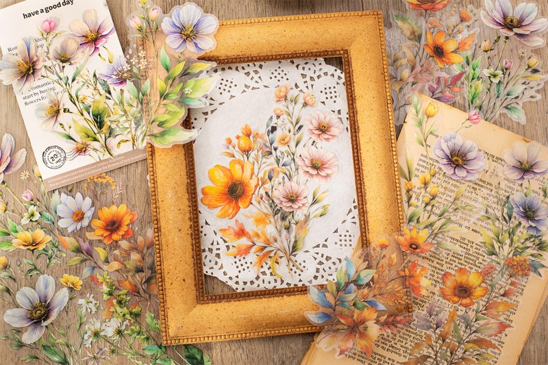 Knaid 120 Pieces Watercolor Flower Stickers Set - Big 4.7" Waterproof Clear Botanical Floral Journaling Sticker for Scrapbook Junk Journal Supplies Bullet Journals Planner Collage Laptop Paper Crafts - Image 3