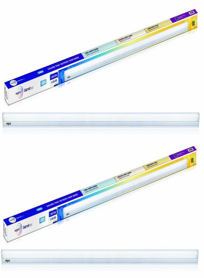 Wipro Garnet Plus 22W 3 in 1 Colour Changing LED Batten | 4 Ft | CCT | Mood Lighting | Coolwhite - Neutralwhite - Warmwhite | Bright & Energy Efficient Tube Light For Bed Room, Hall, Office| Pack of 2 - Image 1