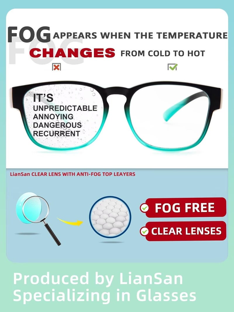 LianSan Safety Glasses Over Eyeglasses for Men&Women - Fit Over Glasses with UV400&Scratch Resistant Lenses ANSI Z87(Black Green,Clear Lens) - Image 3