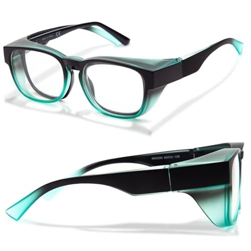 LianSan Safety Glasses Over Eyeglasses for Men&Women - Fit Over Glasses with UV400&Scratch Resistant Lenses ANSI Z87(Black Green,Clear Lens) - Image 1