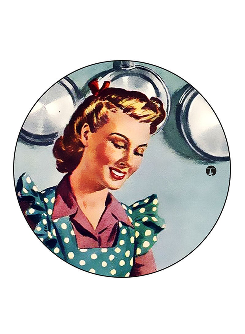 RKN Vintage Art Printed Fridge Magnet Round  Multicolour - Image 2
