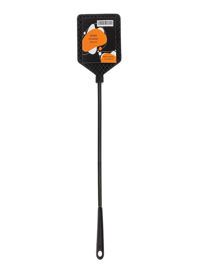 OFXDD Rubber Fly Swatter, Long Fly Swatter Pack, Fly Swatter Heavy Duty, Black Color (3 Pack) - Image 2