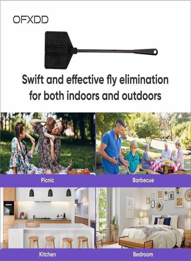 OFXDD Rubber Fly Swatter, Long Fly Swatter Pack, Fly Swatter Heavy Duty, Black Color (3 Pack) - Image 4