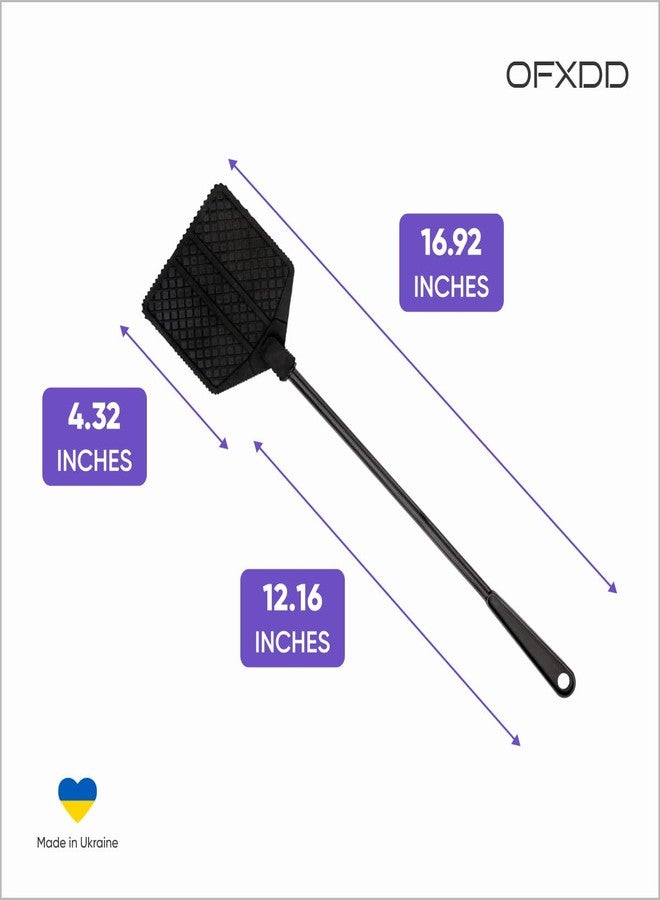 OFXDD Rubber Fly Swatter, Long Fly Swatter Pack, Fly Swatter Heavy Duty, Black Color (3 Pack) - Image 3