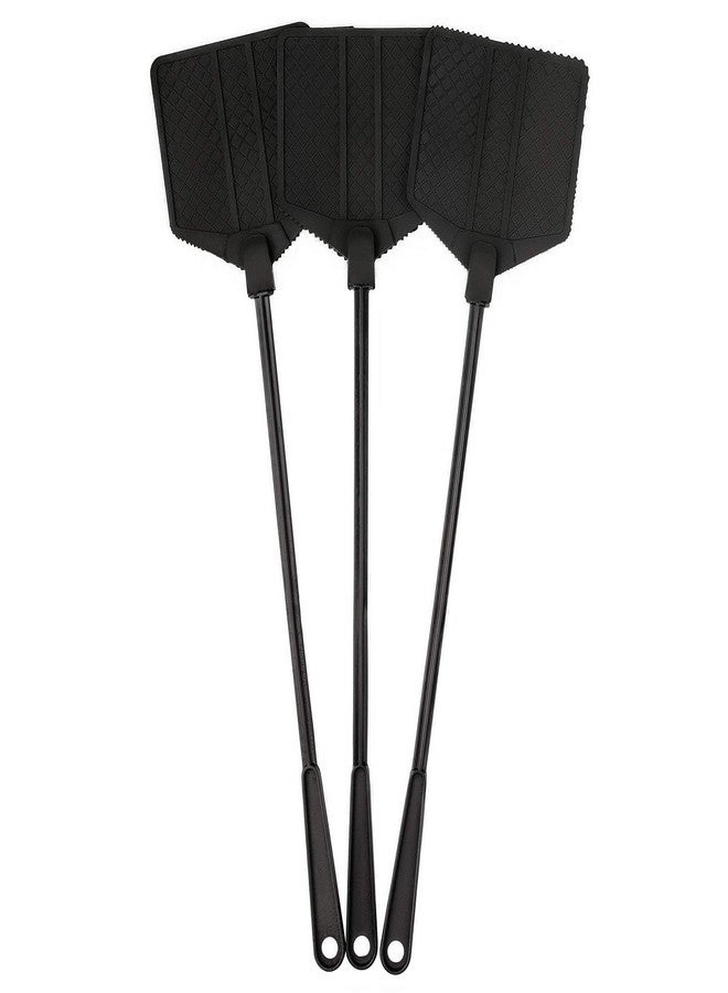OFXDD Rubber Fly Swatter, Long Fly Swatter Pack, Fly Swatter Heavy Duty, Black Color (3 Pack) - Image 1