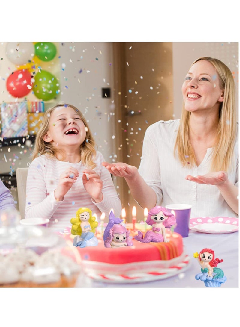 SYOSI 4 قطع دمية حورية البحر اللطيفة، زينة كعكة حورية البحر، قوالب كعكة حورية البحر لتزيين الكعك - Image 5