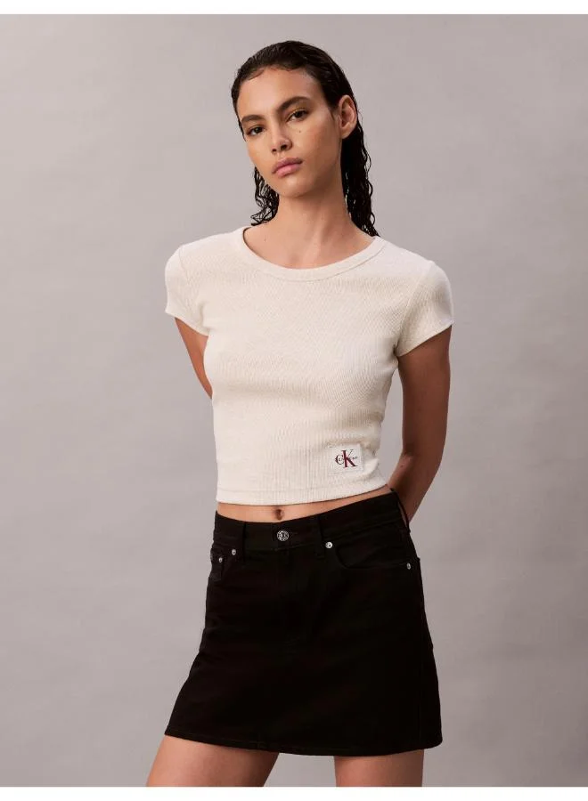 Calvin Klein Jeans Casual Woven Label 2X2 Baby Rib Baby Te