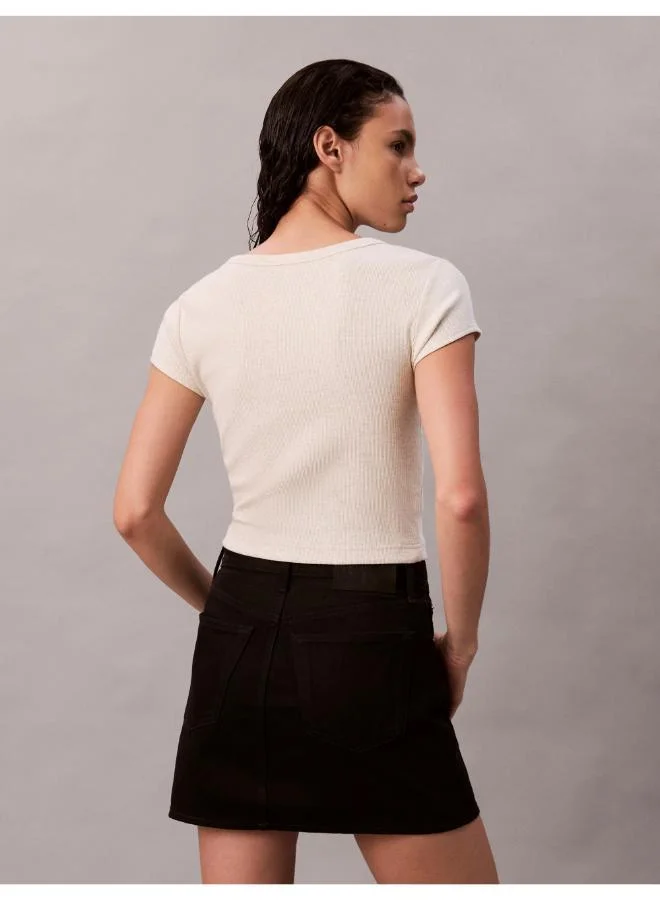 Calvin Klein Jeans Casual Woven Label 2X2 Baby Rib Baby Te