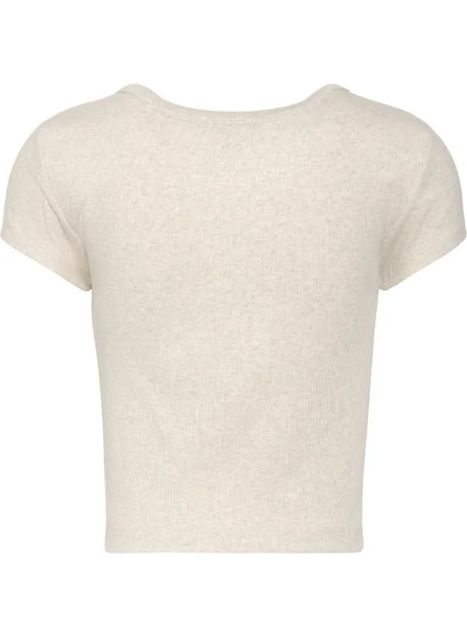 Calvin Klein Jeans  Woven Monologo Rib Baby Tee for Women | Best Price UAE