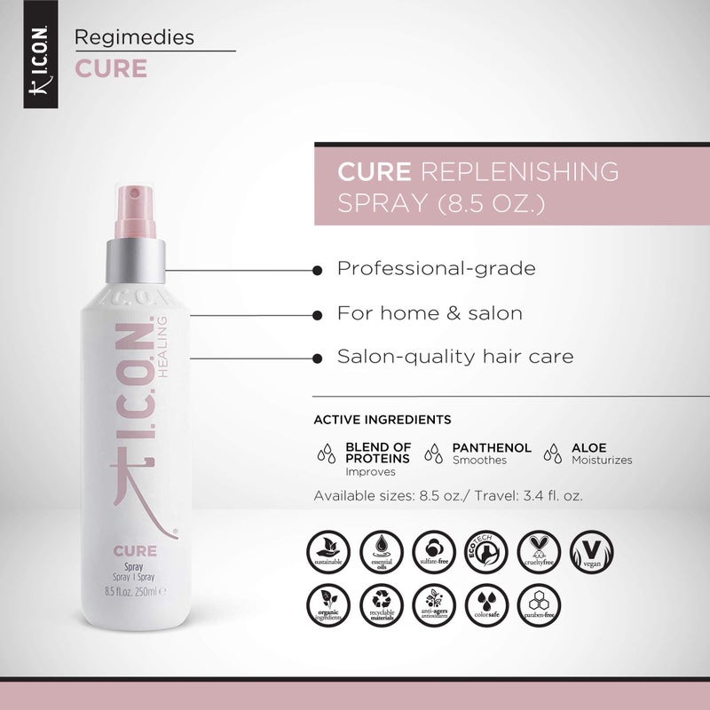 I.C.O.N. K I.C.O.N. I.C.O.N. Cure Replenishing Spray, Instant Detangling Treatment, Strengthens Dry & Damaged Hair, Conditions & Softens All Hair Types, 8.5 oz - Image 1