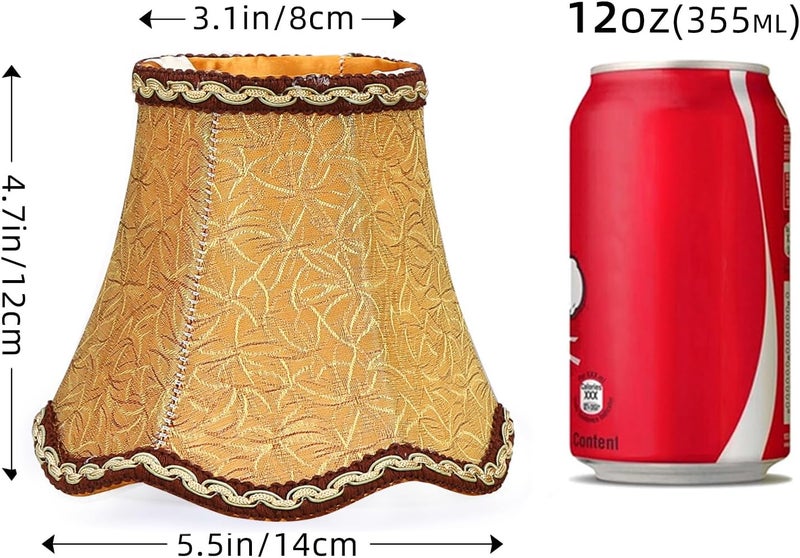 Fuloon Small Lamp Shades Clip on Bulb, Modern European Style Mini Bell Lampshades for Chandelier, French Country Chandelier Lamp Shades, 3.14x5.51x4.72 in, 2 Pack (Coffee) - Image 2